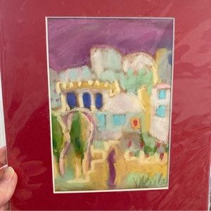 Village  Life “An Original Pastel Painting Matted 5"x7" Handmade
